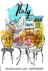 Watercolor Vector Background Of Italy