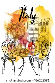 Watercolor Vector Background Of Italy