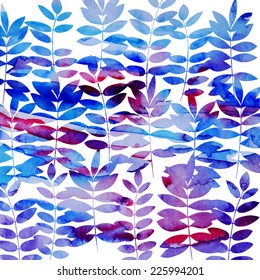 watercolor vector background with leaves and twigs