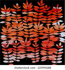 watercolor vector background with leaves and twigs
