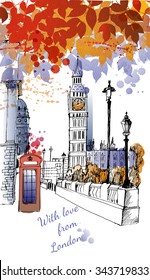 fondo vector acuarela de Londres