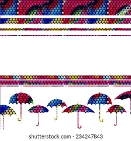 Ã?Â?Ã?Â  watercolor vector background with rain and umbrellas