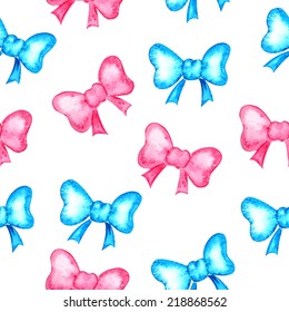 Watercolor vector background. Seamless background. Bows. Colorful background. Can be used for wallpaper, pattern fills, web page background, surface textures, textile.
