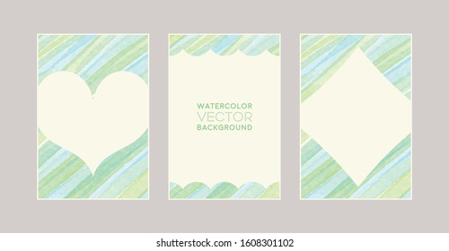 watercolor vector background set : green