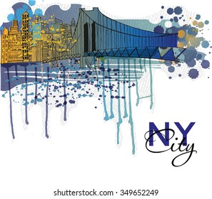 Watercolor vector background set of New York