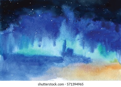 Watercolor vector background Space, stars, constellation, nebula