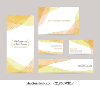plantillas de fondo de vector de acuarela; portada, tarjeta, tarjetas de visita, banner (naranja)