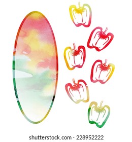 watercolor vector background for text with sweet peppers