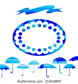 watercolor vector background with umbrella