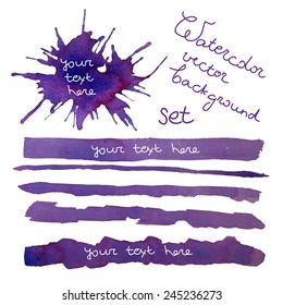 Watercolor Vector Background. Violet Watercolor Wash. Violet Watercolor Vector Background