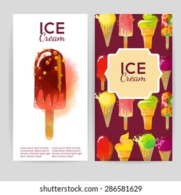 Watercolor Vector Backgrounds Ice Cream Flyer Stock Vector (Royalty ...