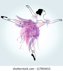 Watercolor vector ballerina