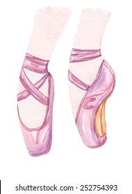 Watercolor vector ballet pointe shoes