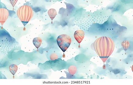 Watercolor vector balloons, background, texture, pattern. Pastel colors