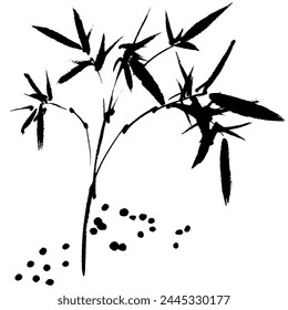 Watercolor vector of bamboo. Traditional chinese ink and wash painting.