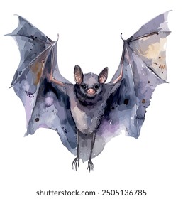 Watercolor vector of bat, isolated on a white background, bat painting