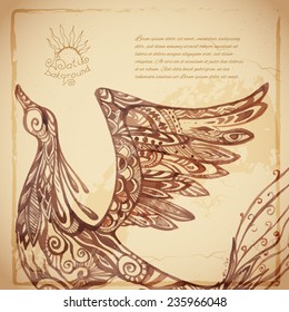Watercolor vector batik bird