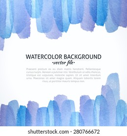 Watercolor Vector Blue and Purple Abstract Background. Blue Watercolor Banner for web design. Vector illustration. Advertisement and promotion background.