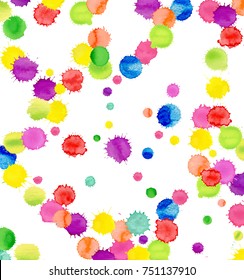 Watercolor vector bright  stains. Collection of  abstract watercolor blobs. Watercolor colorful background. Vector splatter illustration. 