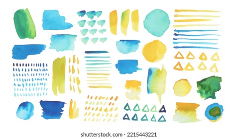 Watercolor vector brush strokes illustration. Set of beautiful vector watercolor shapes on white background.