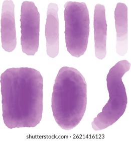 Watercolor Vector Brush Strokes in Shades of Purple and Violet. Abstract watercolor brush strokes in varying shades of purple and violet, blending seamlessly. Perfect for artistic projects, graphic 
