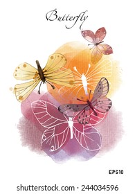 Watercolor vector butterfly 