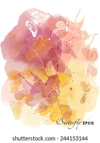 Watercolor vector butterfly background