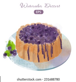 Watercolor vector cake