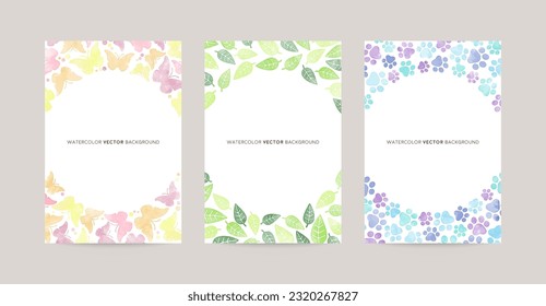watercolor vector card background set