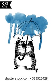 watercolor vector cat character