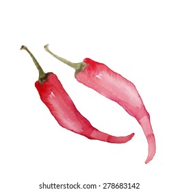 Watercolor vector chili