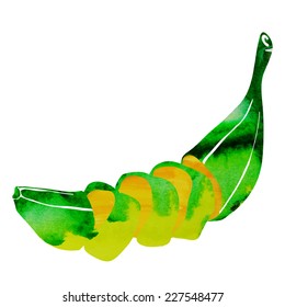 watercolor vector chopped banana