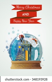 Fondo de Navidad de Vector de acuarela