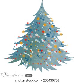 Watercolor vector Christmas tree