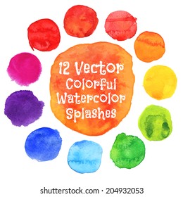 Watercolor vector circles.  Colorful template for your design