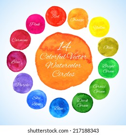 Watercolor vector circles. Colorful template for your design
