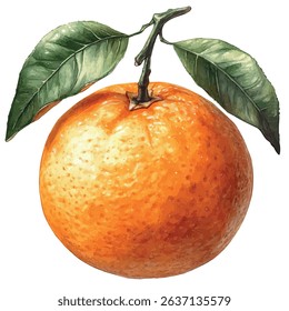A watercolor vector of clementine, isolated on white background.
