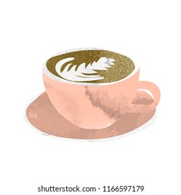 watercolor vector coffee cup. flat white coffee sketch 