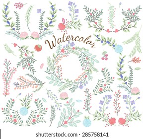 Watercolor Vector Collection of Florals - Great for Weddings and other celebrations