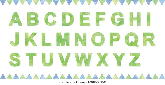 watercolor vector colorful alphabets :green