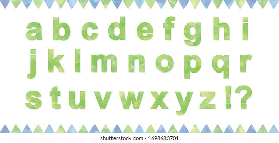 watercolor vector colorful alphabets :green