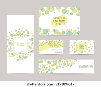 Farbvektorfarbige Vorlagen für Farbpunkte; Faltblatt, Karte, Visitenkarten, Banner (grün)
