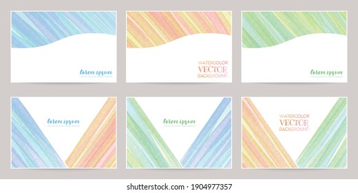 watercolor vector colorful frames, striped pattern