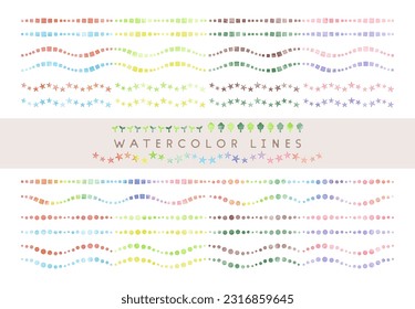 watercolor vector colorful line set