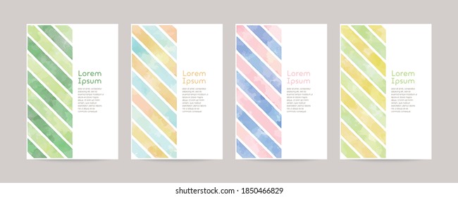 watercolor vector colorful striped line frames set
