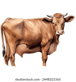 Watercolor vector of a cow (cattle), isolated on a white background, design art, drawing clipart, Illustration, caw painting, Graphic logo, caw vector 