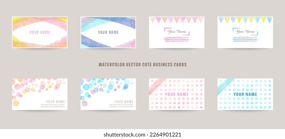watercolor vector cute business cards