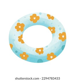 Watercolor vector cute flower swimming ring