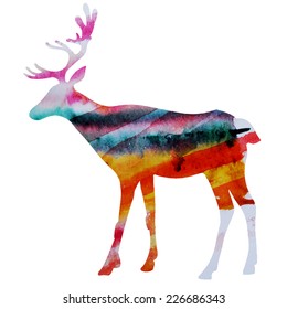 watercolor vector deer