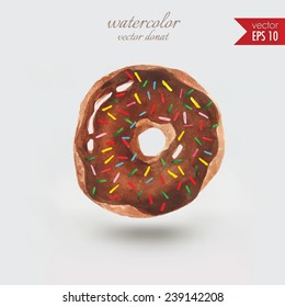 Watercolor vector donut on a white background. Use to create posters, postcards, packaging. Hand drawing.